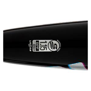 Close-up of a black baseball bat with USSSA and 1.15 BPF markings.