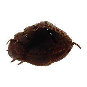 Top-down view of a brown Nokona Walnut 12 fastpitch softball glove with visible NOKONA branding.