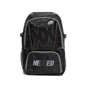 Front view of a black backpack with a large gray XX logo and NEXXED text.
