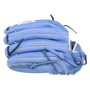 Front view of a Columbia blue Worth Liberty Advanced Series glove with WORTH. text and Performance through Technology embossed detail.