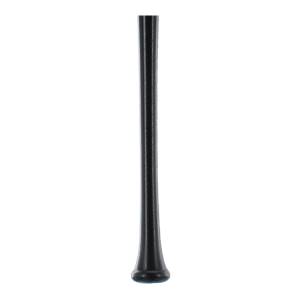 Side view of a black baseball bat with a flared knob.