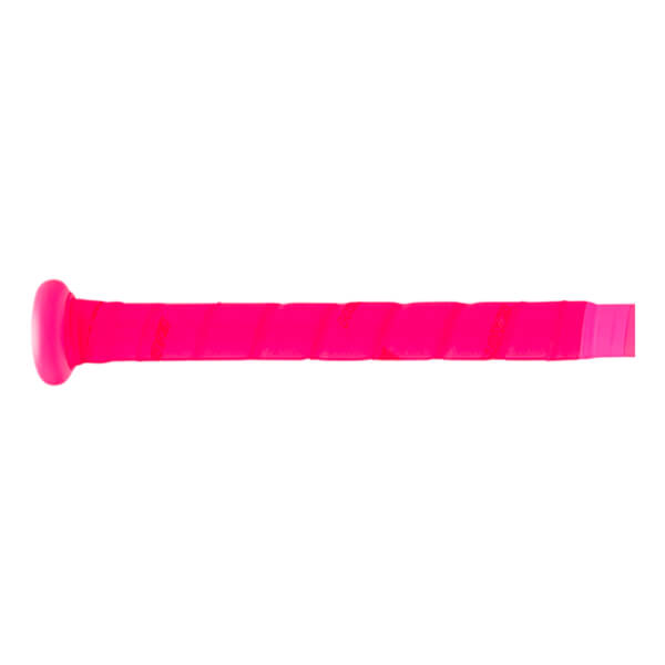 Side view of a bright pink baseball bat grip with "EASTON" visible.