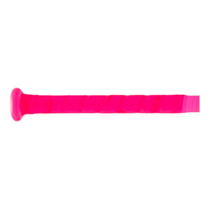 Side view of a bright pink baseball bat grip with "EASTON" visible.