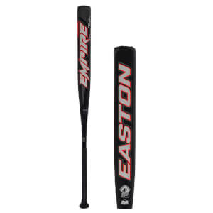 Side view of a black Easton baseball bat with red and silver "EMPIRE" and "EASTON" logos.