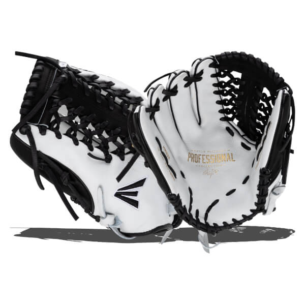 Front and back views of a white softball glove with black lacing, featuring an 'E' logo and gold 'PROFESSIONAL COLLECTION HAYLIE MCCLENEY' branding on the palm.