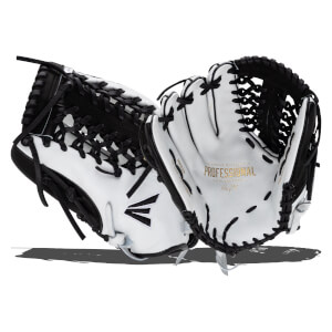 Front and back views of a white softball glove with black lacing, featuring an 'E' logo and gold 'PROFESSIONAL COLLECTION HAYLIE MCCLENEY' branding on the palm.