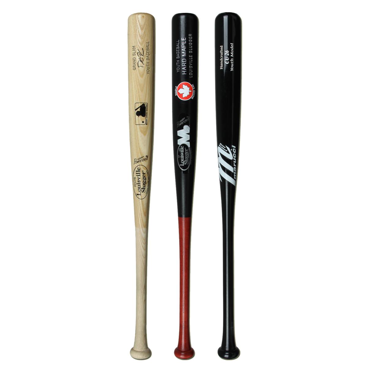 Bat Pack Louisville Slugger MLB225YB and MLBM9YC and Marucci CU26YB Wood Bats Youth Wood 3Pack