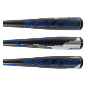 Side view of black Rawlings VELO baseball bats with blue lettering and silver accents.
