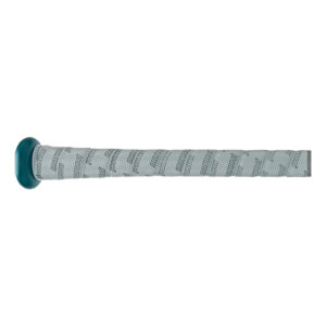 Side view of a teal baseball bat with a white grip featuring repeating Marucci text.