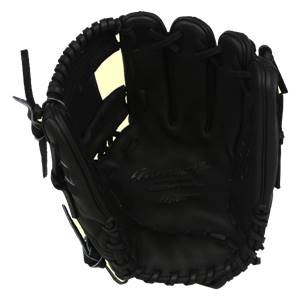 Interior view of a black Mizuno Pro Series baseball glove with embossed branding and detailed stitching.