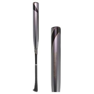 Side view of a gray softball bat with black and gold accents and AVENGE POWER GAP text.