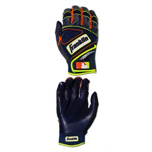 Franklin Powerstrap Batting Gloves: Navy | Orange | Yellow: Image #363783