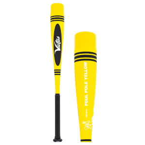 Front view of a yellow baseball bat with black accents and Victus logo.