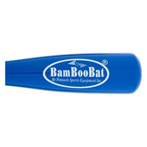 Side view of a blue BamBooBat training bat with white oval logo.