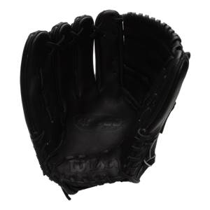 Front view of a black baseball glove with A2000 and Wilson branding.