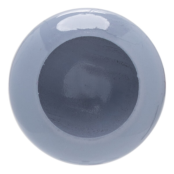 Top-down view of a gray baseball bat end with a dark gray concave interior.