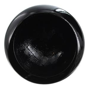 Top-down view of a black baseball bat with a textured interior and smooth exterior.