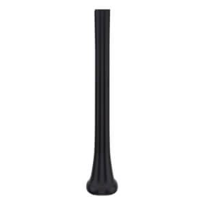 Full view of a black baseball bat with a sleek, all-black design and a rounded knob.