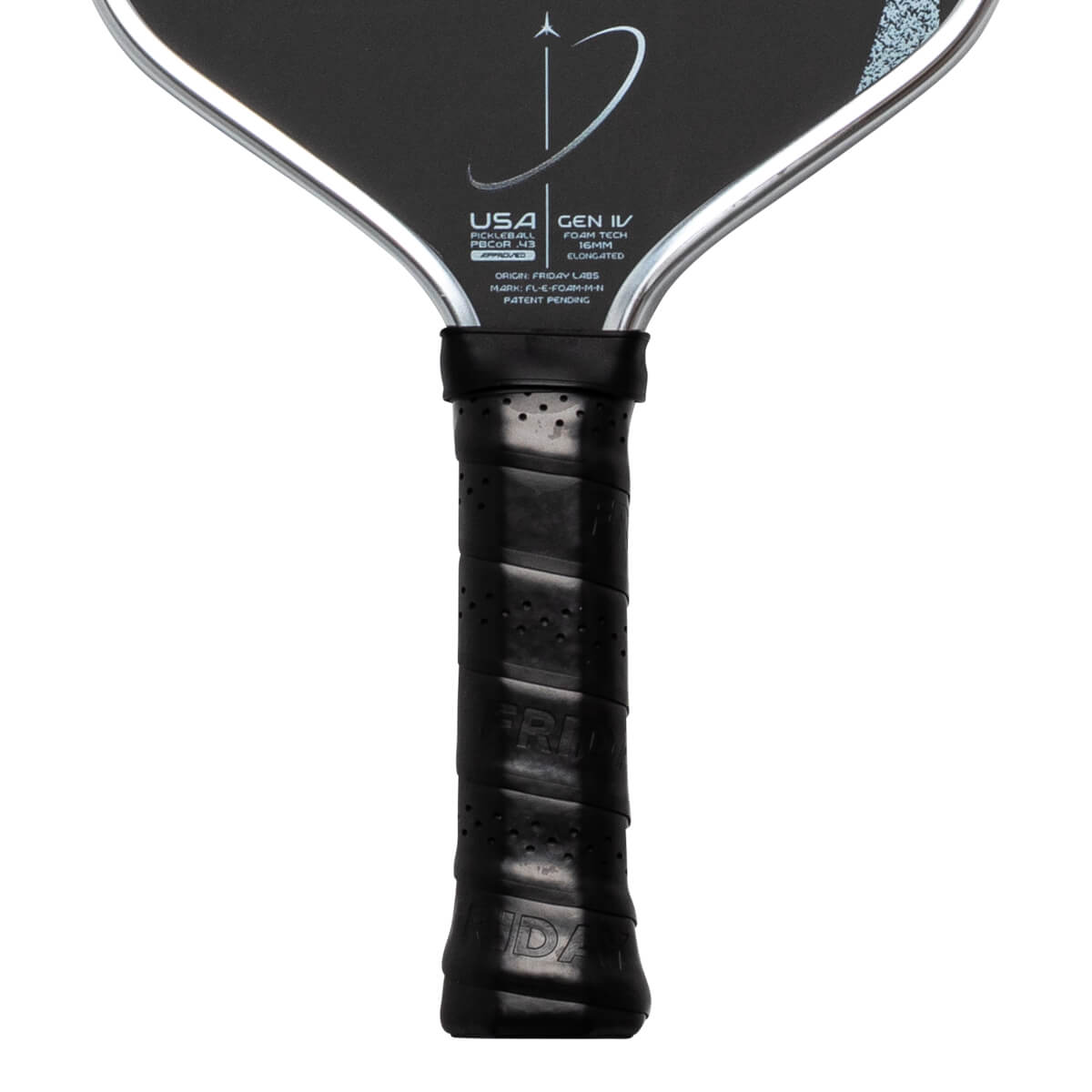 Close-up of the grip showing the "FRIDAY" logo and perforated texture.