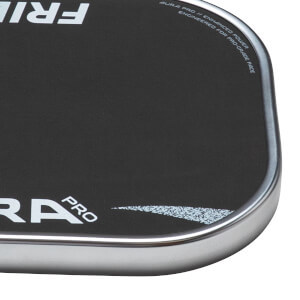 Corner view of a black product with white text "PRO" and a silver metallic edge.