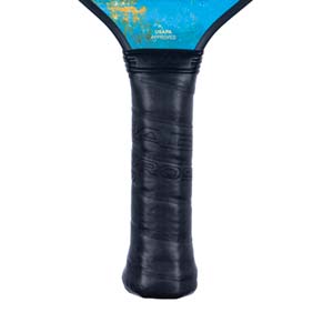 Close-up of a black pickleball paddle grip with HEAD PROS embossed and USAPA APPROVED text.