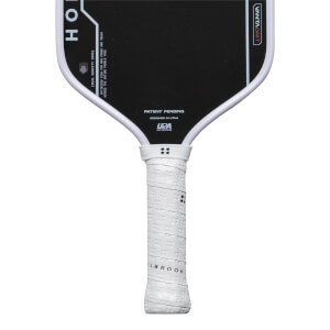 Top-down view of a pickleball paddle showing the "HO" logo, "VANTAGGRIT" text, and white grip with "OLBROOK" text.