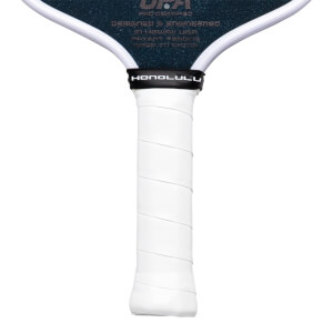 Close-up of the handle showing the white grip and the word "HONOLULU" on the black collar.