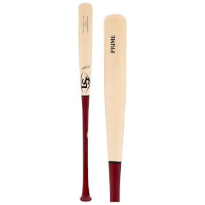 Two Louisville Slugger bats: one with "PRIME" and the LS logo visible, the other with "LOUISVILLE SLUGGER" text.