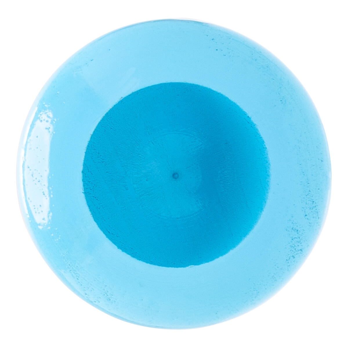 Top-down view of a light blue baseball bat end with a darker blue recessed center and a small central dot.