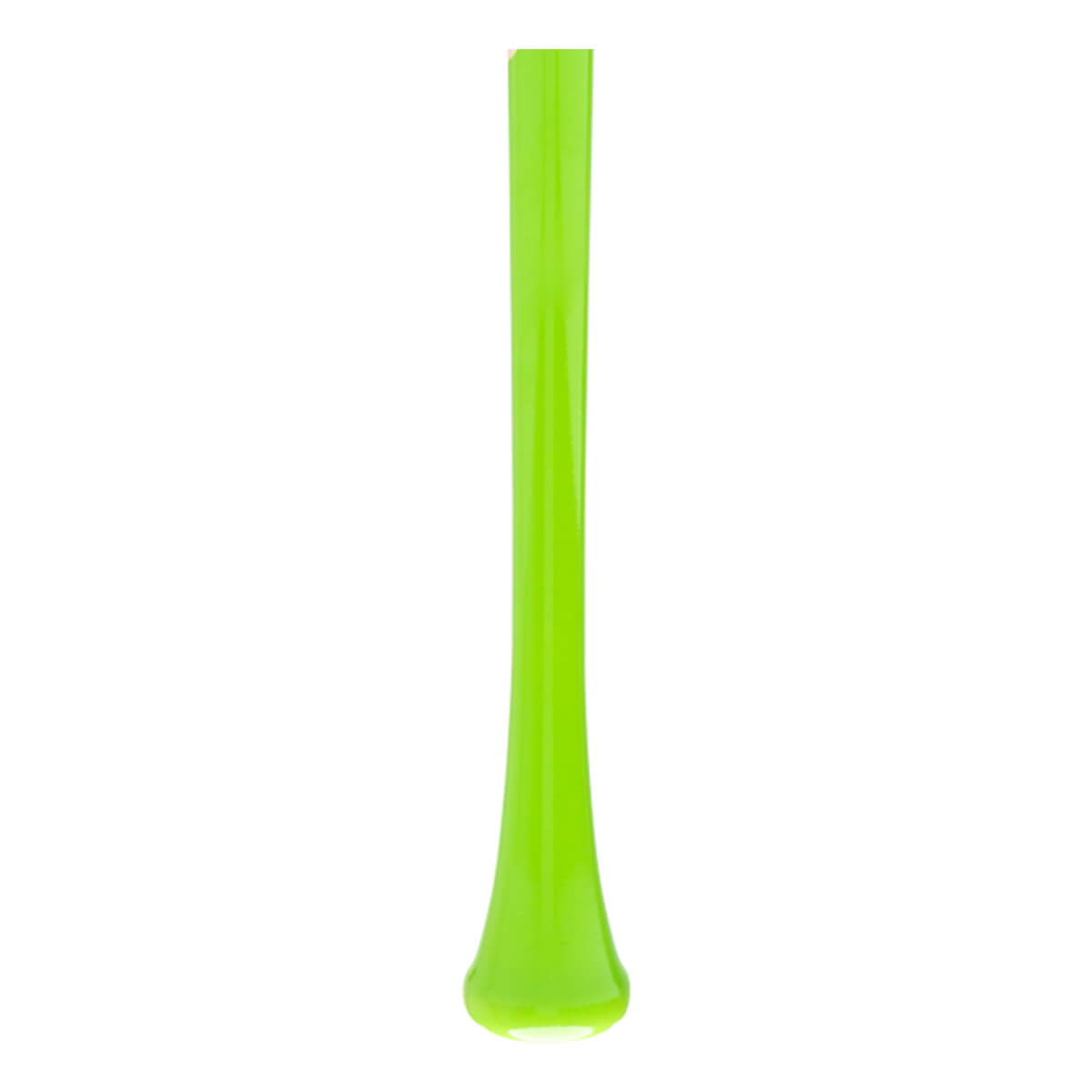 Full view of a bright green baseball bat with a glossy finish and a flared knob.
