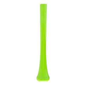 Full view of a bright green baseball bat with a glossy finish and a flared knob.