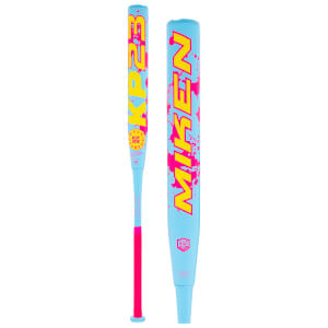 Front view of a Miken KP23 bat with "MIKEN" in large yellow letters and "KP23" in large yellow letters.