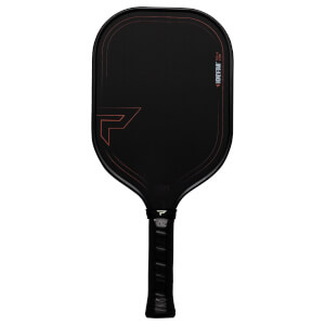 Front view of a black pickleball paddle with a red outline, a "P" logo, and "HONEYFOAMâ„¢ TRU-X 14MM" text.