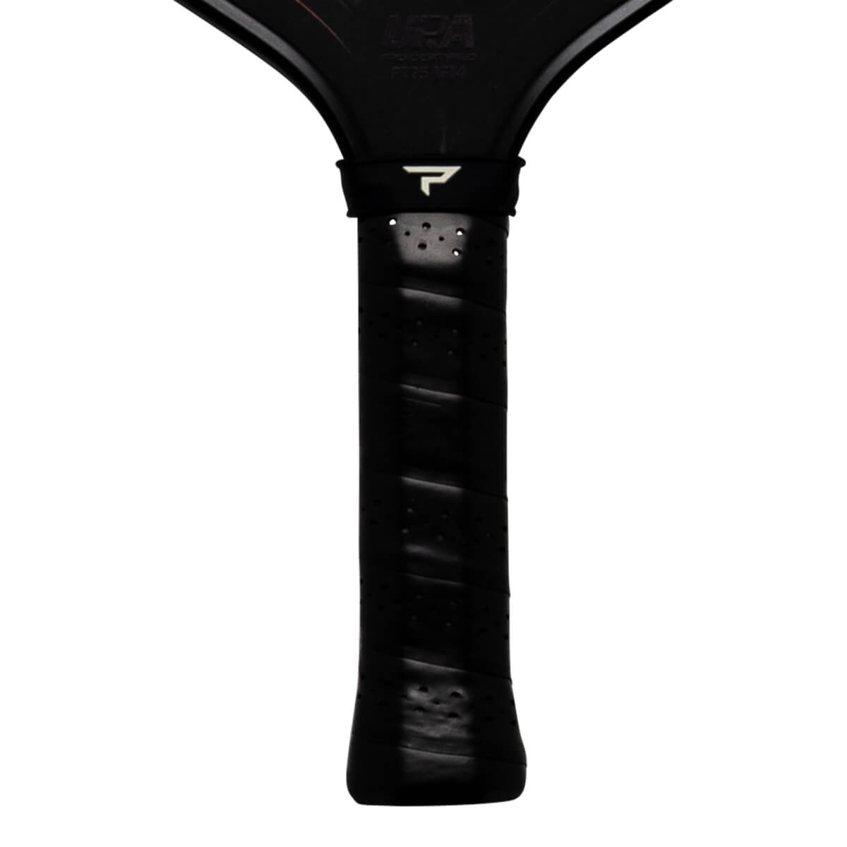 Close-up of the handle showing the black grip, a white "P" logo, and "USA" text.
