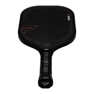Top-down view of a black pickleball paddle with red trim, a "P" logo, and "HONEYFOAM" text.