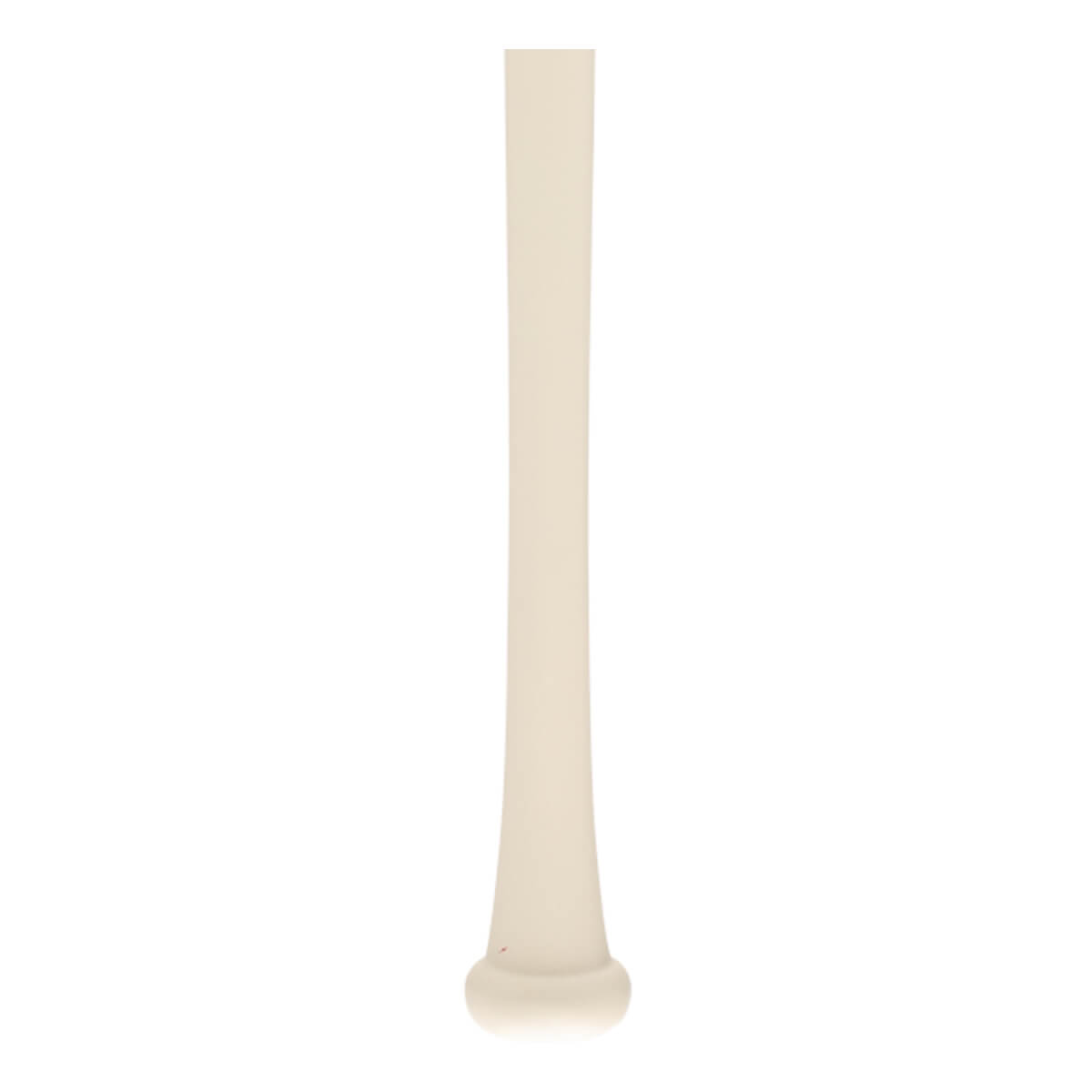 Full-length view of a cream-colored baseball bat, showing its thick barrel, tapering handle, and flared knob.