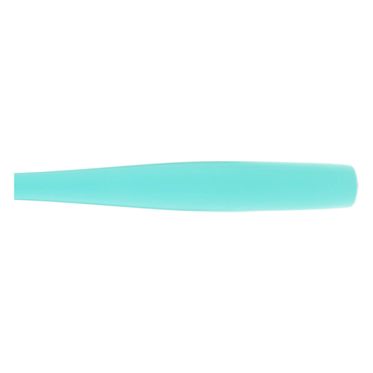 Side view of a teal baseball bat with an elongated, smooth, solid-colored section.
