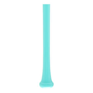 Full view of an aqua baseball bat with a visible knob and tapered handle.