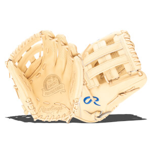 Open view of a tan Rawlings Pro Preferred baseball glove showing the lacing, pocket, and embroidered Rawlings logo.