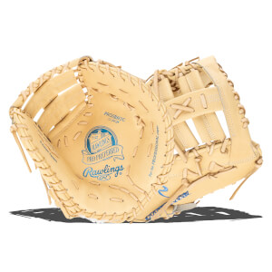 Top-down view of a tan Rawlings Pro Preferred baseball glove with "PROSBH3C 13 INCH" and "Rawlings" text.