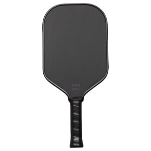 Front view of a black pickleball paddle with "UPA-A RPM FRICTION PRO" visible on the neck and a textured grip.