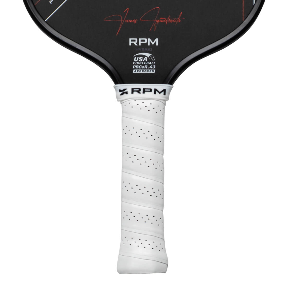 Close-up of the handle showing the white perforated grip and the "RPM" logo.