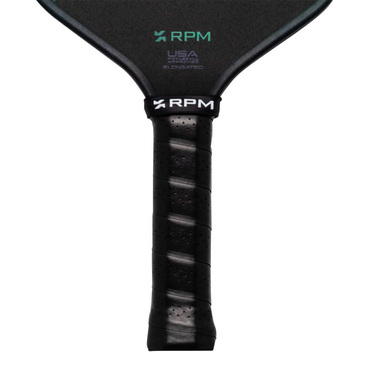 Close-up of the handle showing the black perforated grip and the RPM logo.