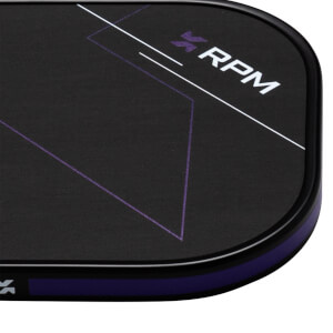 Top-down corner view of a black product with white and purple geometric lines and the white RPM logo.