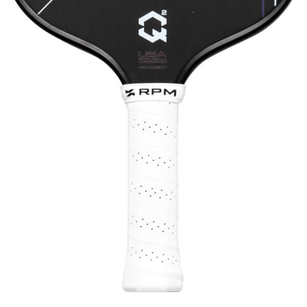 Close-up of the handle showing the white grip with perforations and the RPM logo.