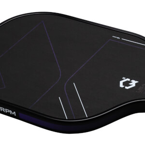 Corner view of a black product with purple and white graphics, including "RPM" and a logo.