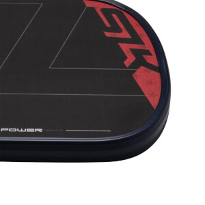 Close-up of the Selkirk SLK ERA paddle showing the red SLK logo and "POWER 16MM" text.