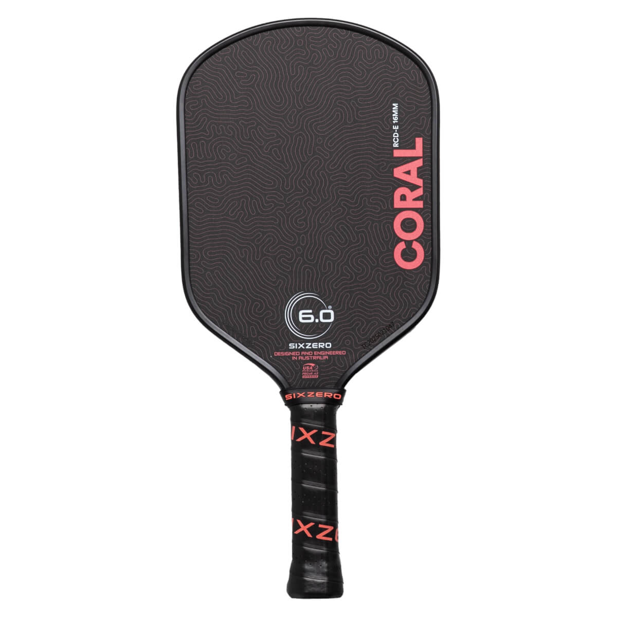 Six Zero Coral Elongated Carbon Fiber Pickleball Paddle: Image #466528
