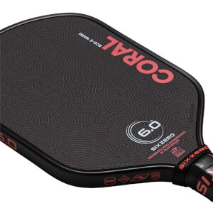 Six Zero Coral Elongated Carbon Fiber Pickleball Paddle: Image #466531