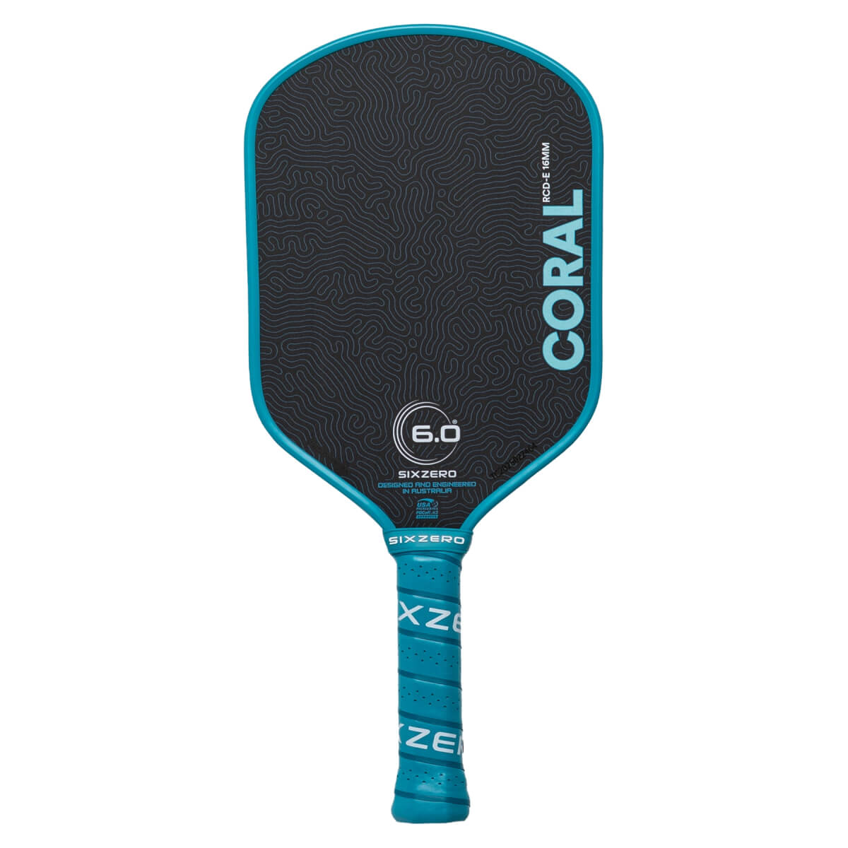 Six Zero Coral Elongated Carbon Fiber Pickleball Paddle: Image #466823